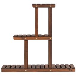 Costway Solid Wood Plant Stand 3-Tier Plant Pot Holder for Indoor & Outdoor in Brown - thumbnail 5