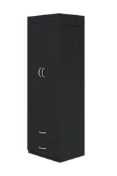 Living and Home Modern 2-Door Wardrobe with 2 Drawers in Black - thumbnail 7