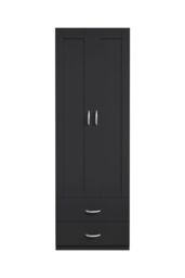 Living and Home Modern 2-Door Wardrobe with 2 Drawers in Black - thumbnail 6