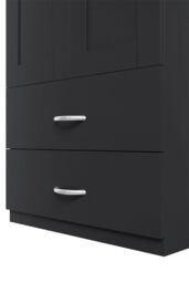 Living and Home Modern 2-Door Wardrobe with 2 Drawers in Black - thumbnail 9