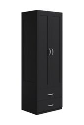 Living and Home Modern 2-Door Wardrobe with 2 Drawers in Black - thumbnail 5