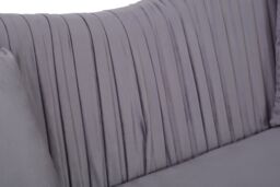 Orsina Two‑Seat Pleated Grey Velvet Sofa, Luxurious Grey Velvet 2‑Seater with Pleated Back & Gold‑Finish Base - thumbnail 2