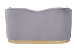Orsina Two‑Seat Pleated Grey Velvet Sofa, Luxurious Grey Velvet 2‑Seater with Pleated Back & Gold‑Finish Base - thumbnail 3