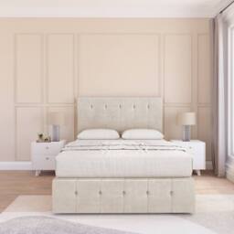 "Sloomy Cambridge Plush Divan Set 4 Drawers - 26"" Headboard-12"" Footboard in Cream - Size: Double" - thumbnail 1