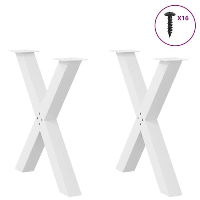 Berkfield Home Modern Dining Table Legs X-Shaped 2 pcs White 70x(72-73) cm Steel - image 1