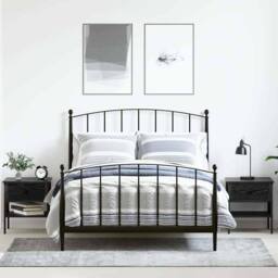 Berkfield Home Modern Bedside Tables 2 pcs Black Oak 40x42x45 cm Engineered Wood - Size: 40 x 42 x 45 cm - thumbnail 2