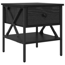 Berkfield Home Modern Bedside Tables 2 pcs Black Oak 40x42x45 cm Engineered Wood - Size: 40 x 42 x 45 cm - thumbnail 5