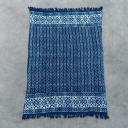 KDMD Handmade Indigo Throw - 170x120cm - Seedha Arrows in Blue - Size: 170x120 cm - thumbnail 4