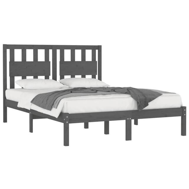 Berkfield Home Beautiful Bed Frame Grey Solid Wood Pine 200x200 cm - image 1