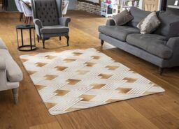 Benjamin Tate Design Golden Geometric Shapes Rug in Natural - Size: Large - thumbnail 2