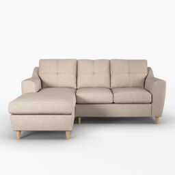 Furnishings For Less UK Baxter Fabric L Shaped 3 Seater Corner Sofa With Chaise Left Hand Facing - Charcoal, Silver, Oatmeal or Sage in Beige - thumbnail 3