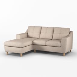 Furnishings For Less UK Baxter Fabric L Shaped 3 Seater Corner Sofa With Chaise Left Hand Facing - Charcoal, Silver, Oatmeal or Sage in Beige - thumbnail 1