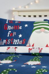 Fusion 'Gnome For Christmas' 100% Brushed Cotton Duvet Cover Set in Navy - Size: Double - thumbnail 3