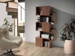 Angel Cerda Walnut Veneer Bookcase with 3 Doors, 85x40x181 cm - Size: 85 x 40 x 181 cm - thumbnail 3