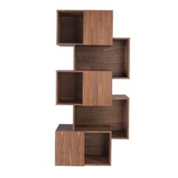 Angel Cerda Walnut Veneer Bookcase with 3 Doors, 85x40x181 cm - Size: 85 x 40 x 181 cm - thumbnail 2