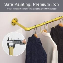 FORGEVIO Gold Industrial Pipe Clothes Rail - Size: 500mm - thumbnail 5