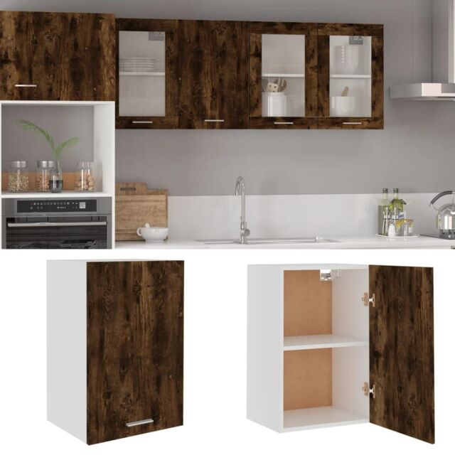 Berkfield Home Hanging Cabinet Smoked Oak 39.5x31x60 cm Engineered Wood in Brown - image 1