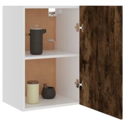 Berkfield Home Hanging Cabinet Smoked Oak 39.5x31x60 cm Engineered Wood in Brown - thumbnail 4