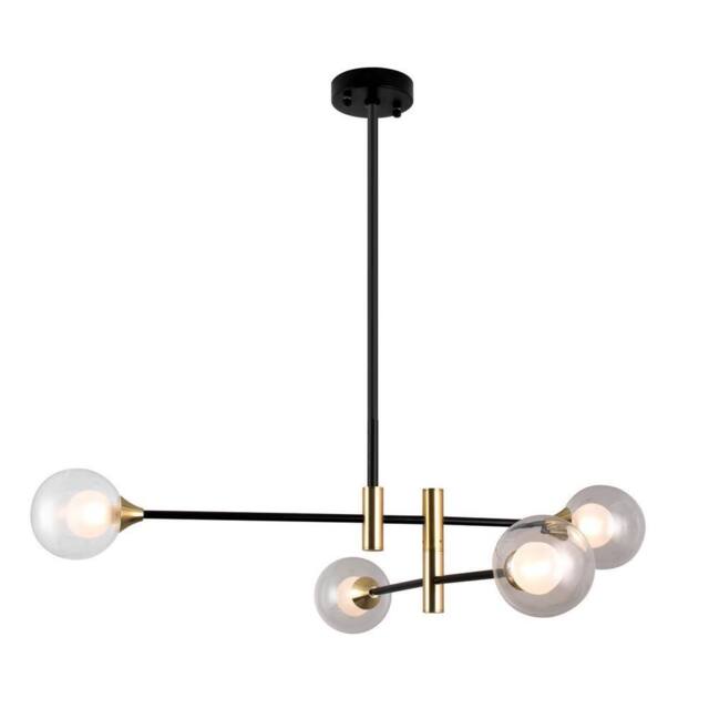 Netlighting Modern Hanging Pendant Black Brass 4 Light with Clear Shade G9