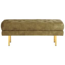 Wyld and Coco Velvet Olive Green Bench with Gold Metal Legs - thumbnail 3