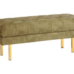 Wyld and Coco Velvet Olive Green Bench with Gold Metal Legs - thumbnail 2