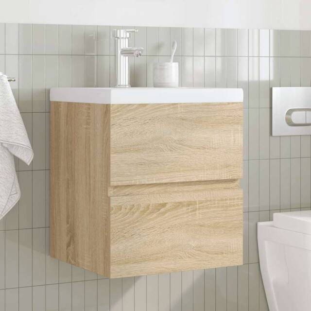 Berkfield Home Durable 2 Piece Bathroom Furniture Set Sonoma Oak Engineered Wood in Tan - image 1