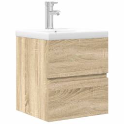 Berkfield Home Durable 2 Piece Bathroom Furniture Set Sonoma Oak Engineered Wood in Tan - thumbnail 3
