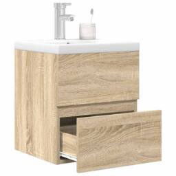 Berkfield Home Durable 2 Piece Bathroom Furniture Set Sonoma Oak Engineered Wood in Tan - thumbnail 2