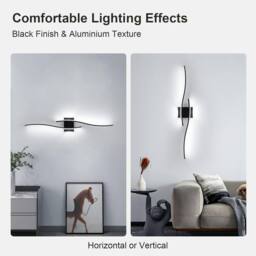 Goeco LED Wall Light 27W 6500K Creative Long Wall Lighting for Bedroom 89cm in Black - thumbnail 7
