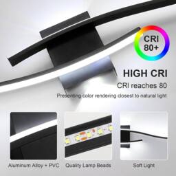 Goeco LED Wall Light 27W 6500K Creative Long Wall Lighting for Bedroom 89cm in Black - thumbnail 8