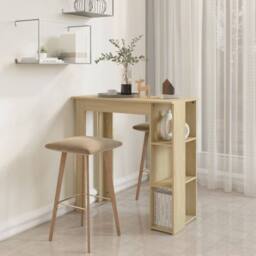 Berkfield Home Bar Table with Shelf Sonoma Oak 102x50x103.5 cm Engineered Wood in Light Oak - thumbnail 6