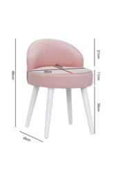 Living and Home Modern Velvet Dressing Table Stool with Solid Wood Legs in Pink - thumbnail 2