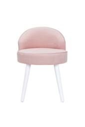 Living and Home Modern Velvet Dressing Table Stool with Solid Wood Legs in Pink - thumbnail 4