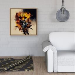 Warren Reed - Designer Cheetah Face Splashart Framed Canvas in Light Brown - Size: w40 inch x h40 inch - thumbnail 2