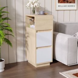 Living and Home Minimalist Bedside Table with Drawers in Natural - thumbnail 9