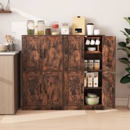 Costway Kitchen Pantry Cabinet Floor Storage Cabinet w/ Adjustable Shelves in Brown - thumbnail 2