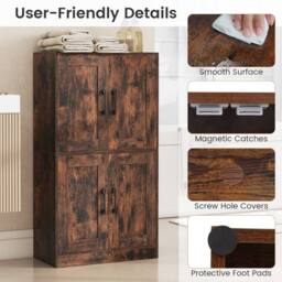 Costway Kitchen Pantry Cabinet Floor Storage Cabinet w/ Adjustable Shelves in Brown - thumbnail 9