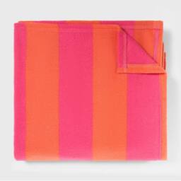 OHS Stripes Print Polar Fleece Throw Blanket Lightweight Bedspread in Bright Pink - Size: 120 cm x 150 cm - thumbnail 4