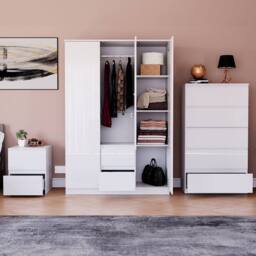 HD Designs Vida Designs Glinton 3 Piece Bedroom Set (2 Drawer Bedside Chest, 5 in White - thumbnail 3