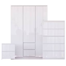 HD Designs Vida Designs Glinton 3 Piece Bedroom Set (2 Drawer Bedside Chest, 5 in White - thumbnail 2