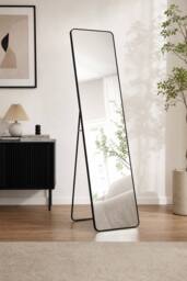 Garden Sanctuary Modern Rectangular Metal Floor Mirror Black - thumbnail 2