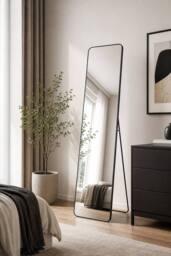 Garden Sanctuary Modern Rectangular Metal Floor Mirror Black - thumbnail 1