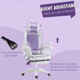 ERGOVEXA Gaming Chair, Ergonomic Reclining Computer Chair, Purple - thumbnail 8
