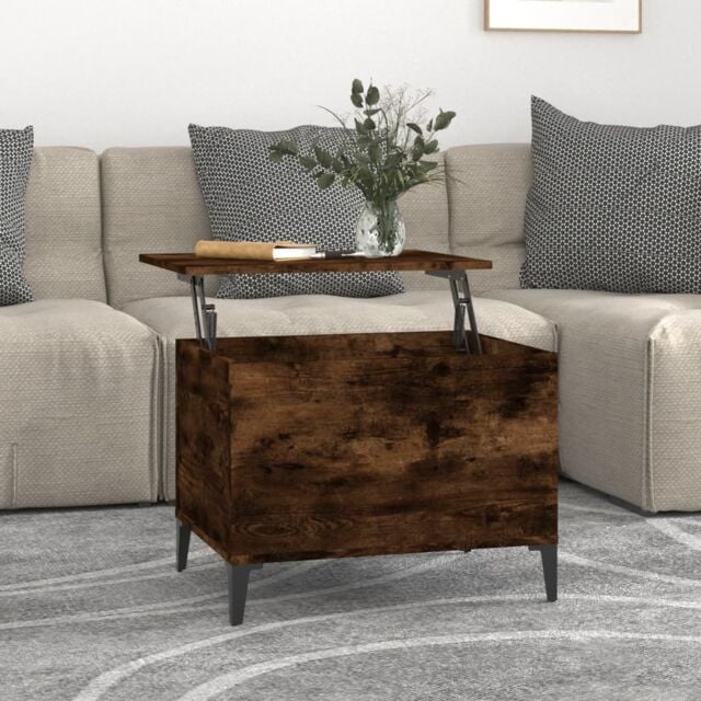 Berkfield Home Coffee Table Smoked Oak 60x44.5x45 cm Engineered Wood in Brown - image 1