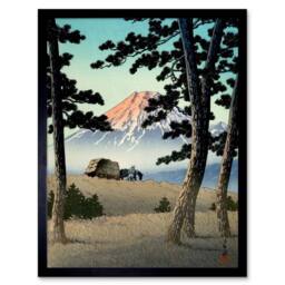 "Artery8 Cultural Nature Landscape Japan Fuji Kawase Hasui Framed Art Print in Blue - Size: W12"" x H16""" - thumbnail 1