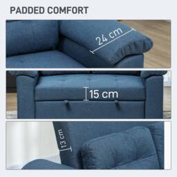 Wyld Haus Nomo Cori Blue 2 Seater Fabric Click Clack Sofa Bed Side Pockets - thumbnail 7