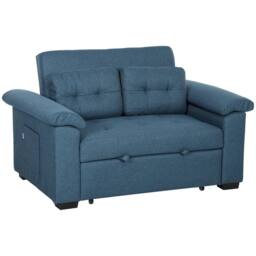 Wyld Haus Nomo Cori Blue 2 Seater Fabric Click Clack Sofa Bed Side Pockets - thumbnail 2