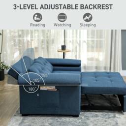 Wyld Haus Nomo Cori Blue 2 Seater Fabric Click Clack Sofa Bed Side Pockets - thumbnail 6