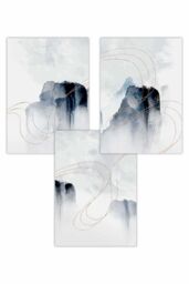 ARTZE Set of 3 Abstract Minimal Navy & White Cliffs Art Posters - Size: W30 cm x H42 cm - thumbnail 1