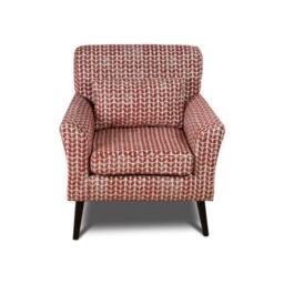 Wyld Haus Olinda Terracotta Patterned Fabric Armchair Mid Century Accent Chair in Red - thumbnail 3